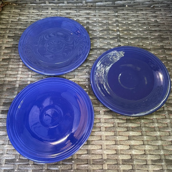 3 Vintage Fiestaware Fiesta Original Cobalt Blue Saucers Tea Coffee Dessert 6” - Picture 1 of 4